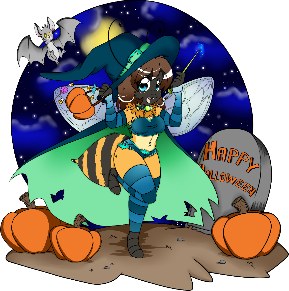 Halloween Bee Witch - Cartoon (1170x1170), Png Download
