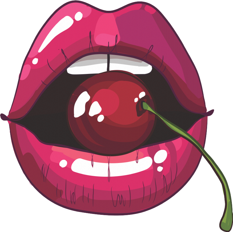 Adesivo Decorativo Boca Cereja - Cherry Lips Vector (800x797), Png Download