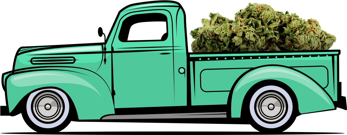 Concept Image Of Marijuana Delivery Shows Buds Piled - Classic Pickup Truck Vector (1200x600), Png Download