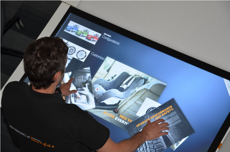 A Man Using A Dust Proof Touch Screen Table - Led-backlit Lcd Display (800x800), Png Download