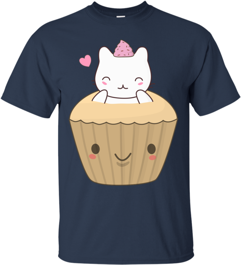Cute And Kawaii Cat Cupcake Tshirt T Shirt & Hoodie - Shirt (1024x1024), Png Download