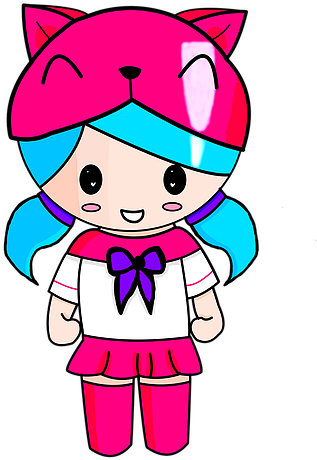 Kawaii Cat - Cushion (600x707), Png Download