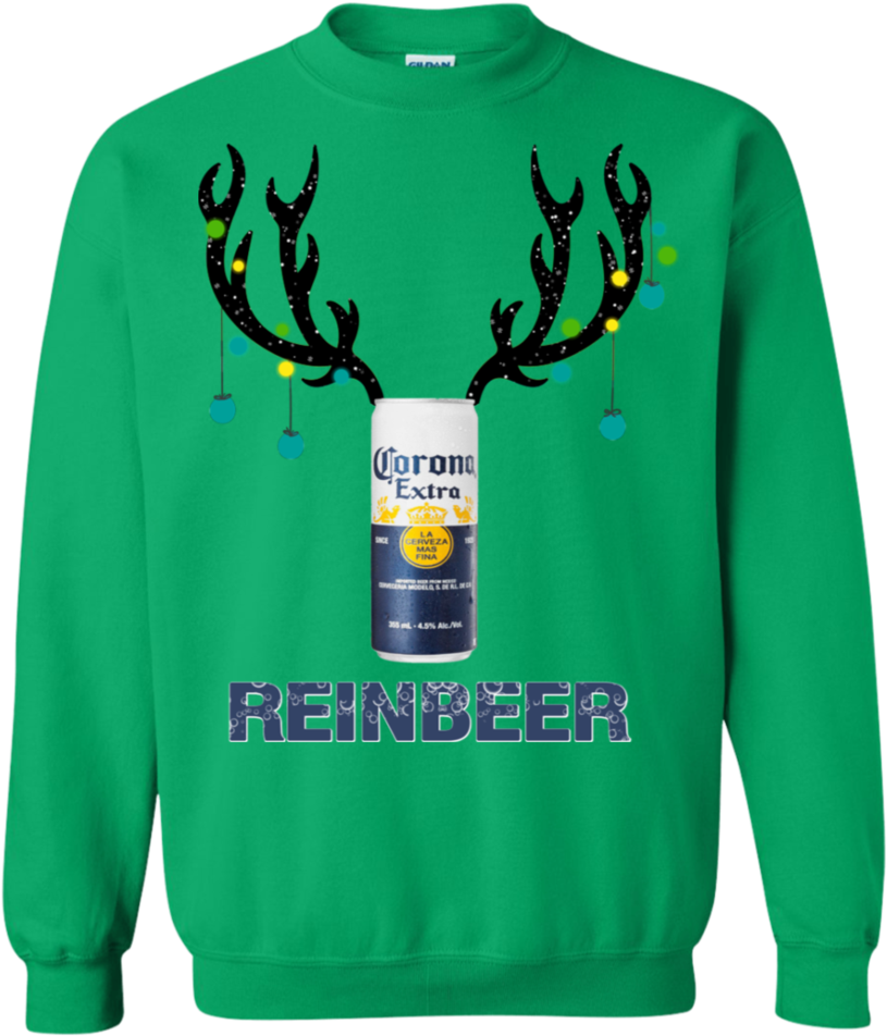 Corona Reinbeer Funny Beer Reindeer Christmas Sweatshirt - Deadpool Sweatshirt Merry Chimichanga (960x960), Png Download