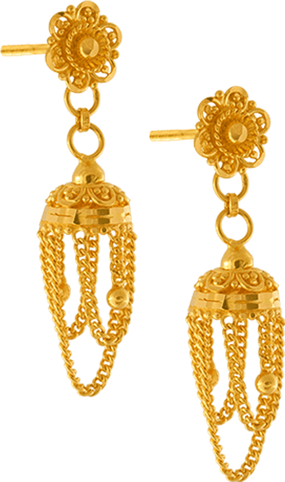 22k Yellow Gold Earrings - Earrings (1000x1000), Png Download