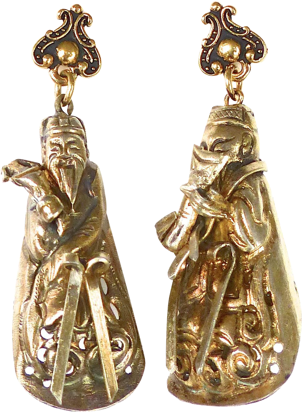 Antique Chinese Gold Vermeil Drop Earrings Found At - Earrings (1354x1354), Png Download