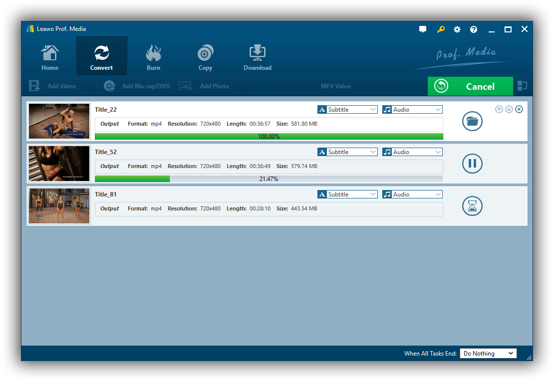 Rip Workout Piyo - Leawo Video Converter Ultimate (1110x766), Png Download