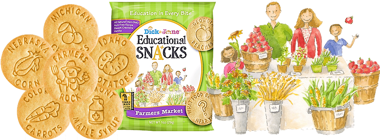 Farmers Market Showcase - Dick And Jane Farmers Market Cookies (1240x493), Png Download