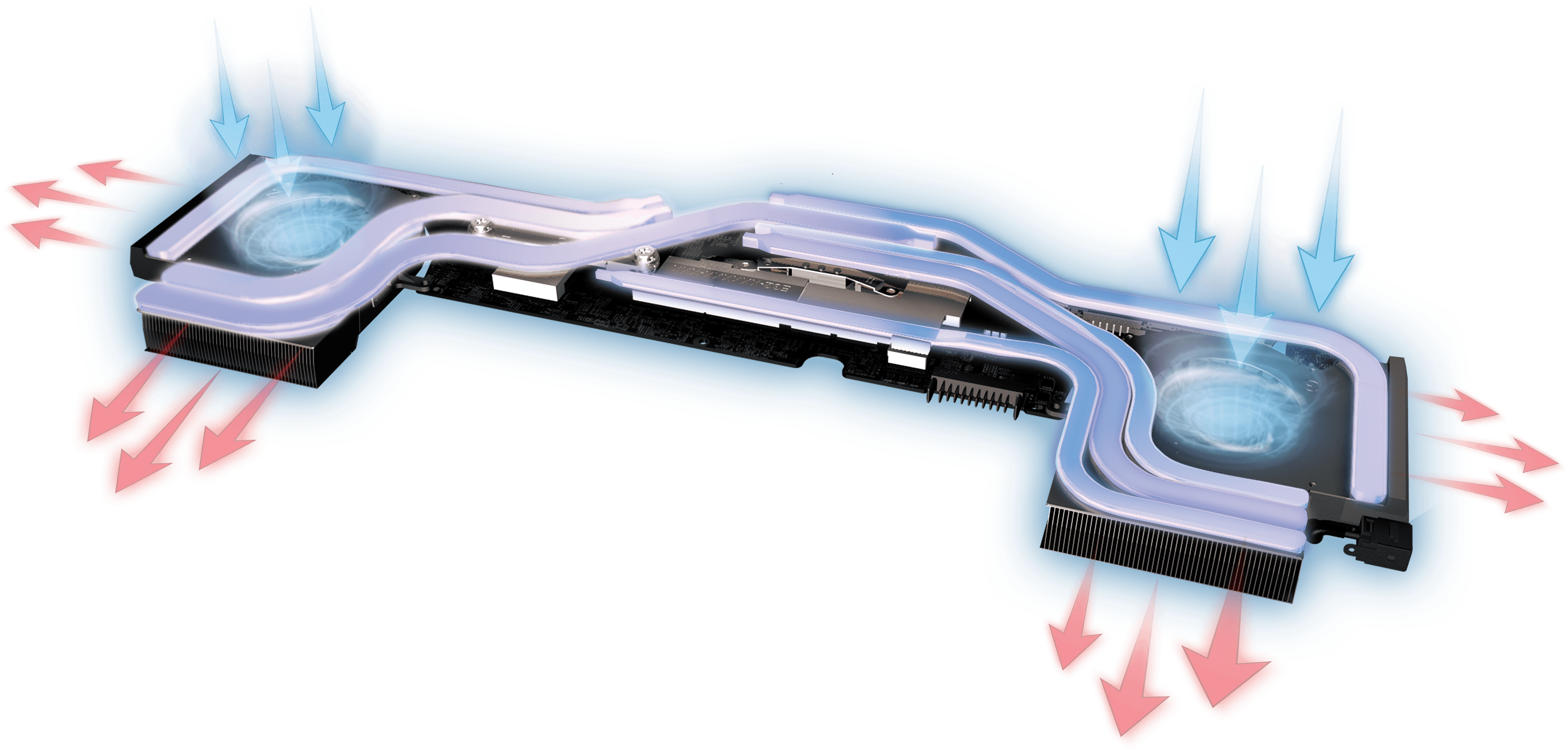 It Ends Up Intensively And Efficiently Driving Exhaust - Msi Gl63 8rd Cooling System (3746x1793), Png Download