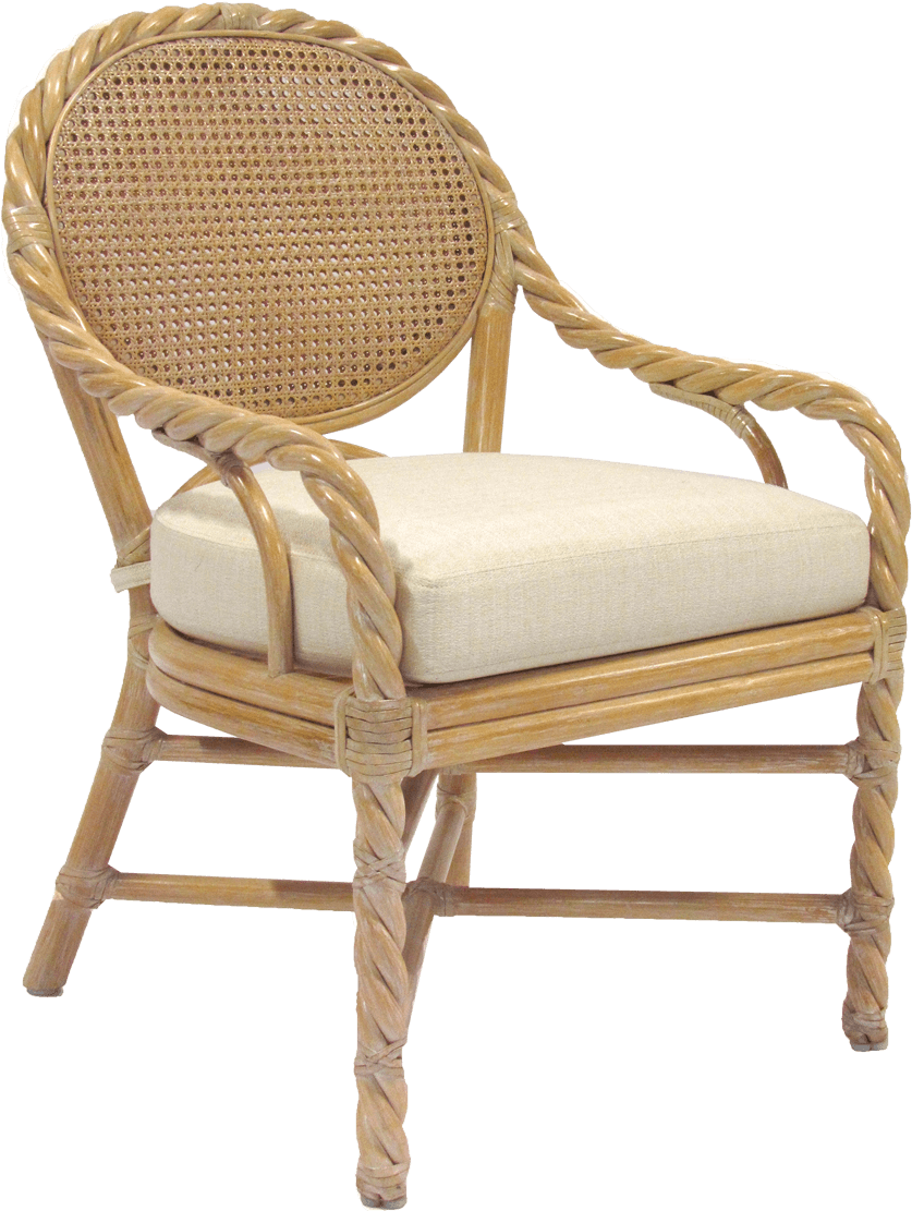 Mcguire Rattan Twist Arm Chair - Chair (1142x1142), Png Download