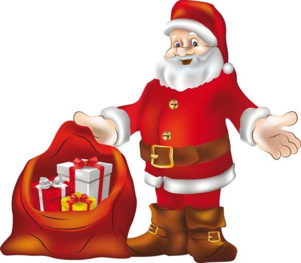 Christmas Tree With Santa Claus (600x524), Png Download