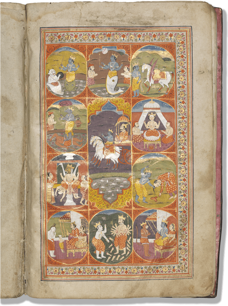 An Illustrated Copy Of The Bhagavata Purana - Painting (800x1067), Png Download