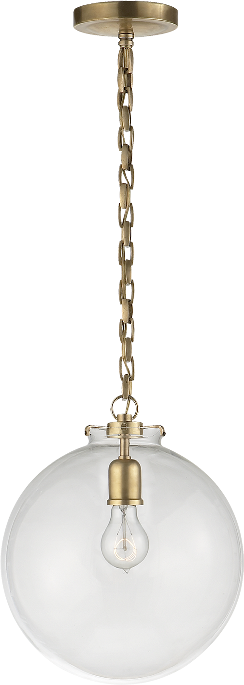 Katie Globe Pendant In Hand-rubbed Antique Brass With - Visual Comfort & Co. Katie Pendant Glass (1440x1440), Png Download