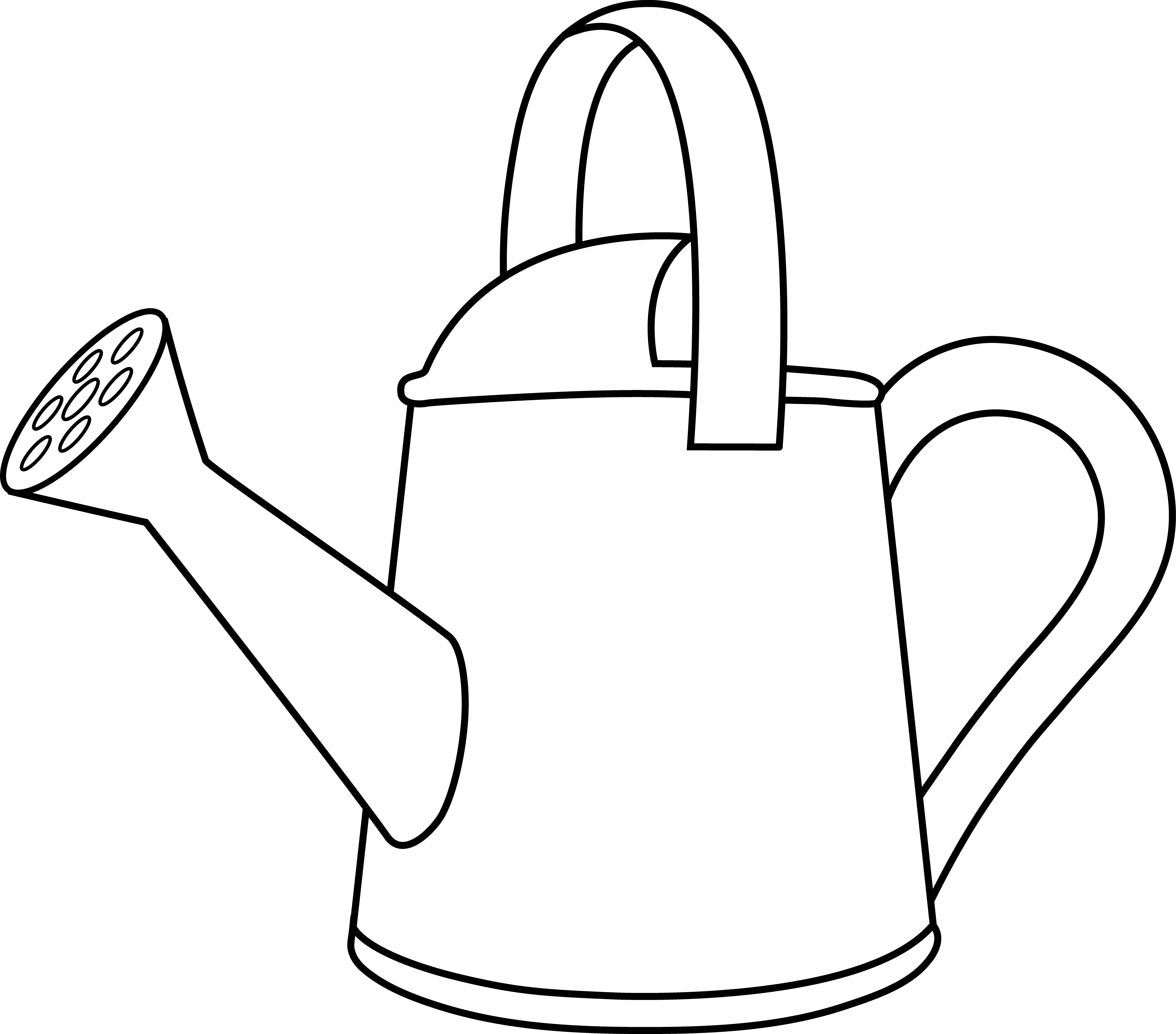 Colorable Watering Can Outline - Clip Art (5610x4934), Png Download