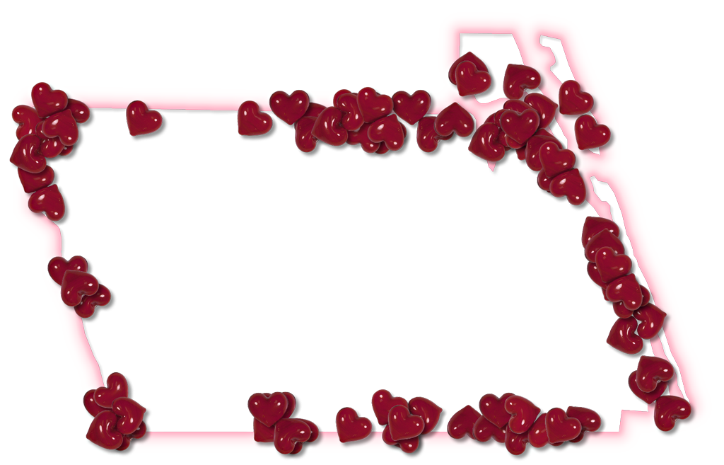 A Map Of Martin With A Pink Glow Outline And Randomly - Necklace (1024x657), Png Download