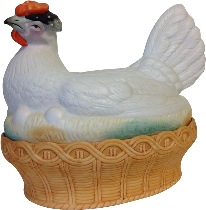 Wonderful Large Bisque Hen On Nest - Rooster (707x707), Png Download