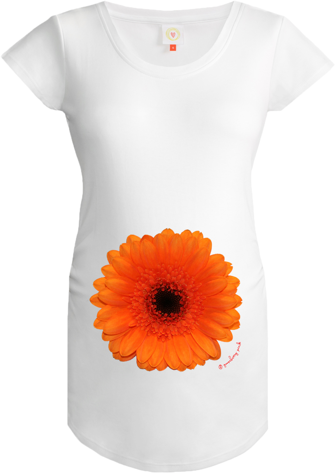Gooseberry Pink Orange Gerbera Maternity Top In White - Barberton Daisy (2000x2000), Png Download