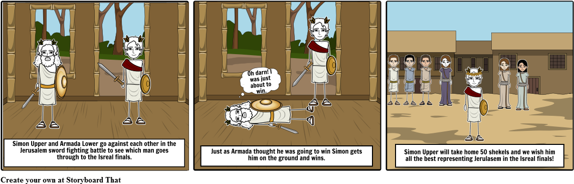 Gladiator Battle - Cartoon (1164x385), Png Download
