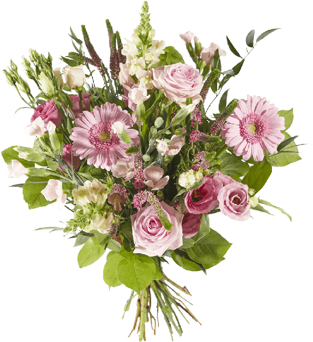 Mixed Pink Flowers Bouquet - Buchet De Lisianthus (700x700), Png Download
