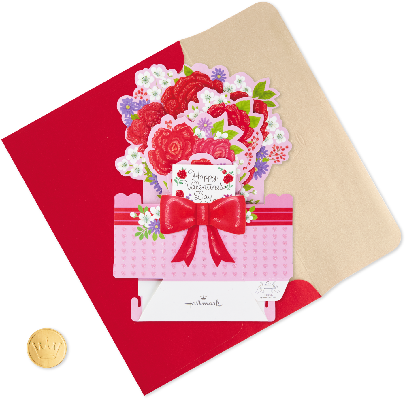 Flower Bouquet Pop Up Valentine's Day - Hybrid Tea Rose (1470x1470), Png Download