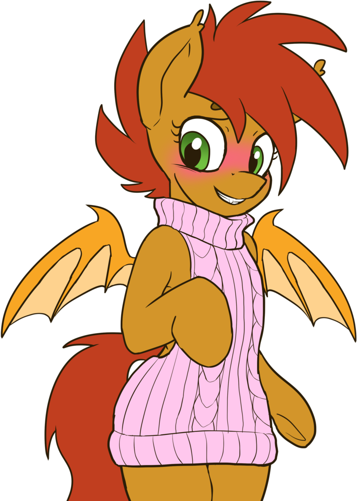 Neoncel, Backless, Base Used, Bat Pony, Blushing, Clothes, - Anthro Ponies Bases (739x1024), Png Download