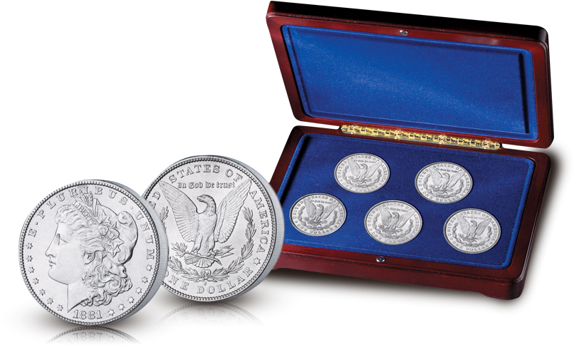 Morgandollarsettet Med 5 Mynter - Quarter (1000x500), Png Download