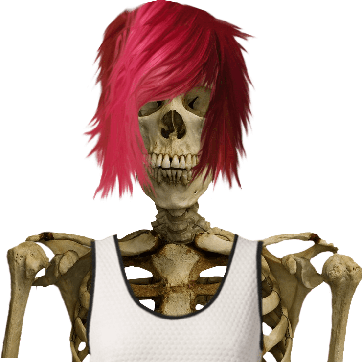 Red Haired Skeleton Transparent Image - Skeleton With Red Hair (770x740), Png Download