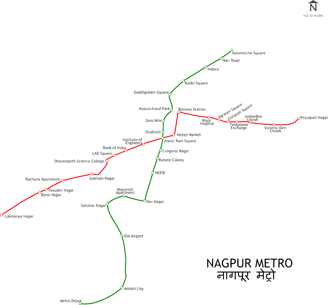 Nagpur Metro Rail Map - Map (1103x1024), Png Download