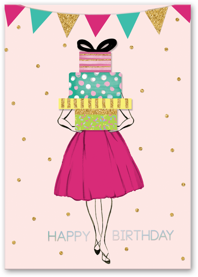 Present For Bday Girl Greeting Card - Illustration (1000x1000), Png Download