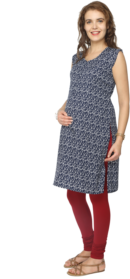 Geo Printed Feeding Kurta - Photo Shoot (698x1008), Png Download