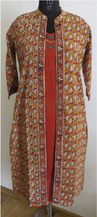 Hand Block Printed Ethnic Kalamkari Cape Kurta With - Day Dress (500x749), Png Download