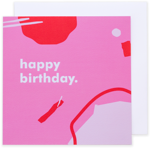 Happy Birthday Greeting Card Pink And Red Playful - Paper (800x800), Png Download