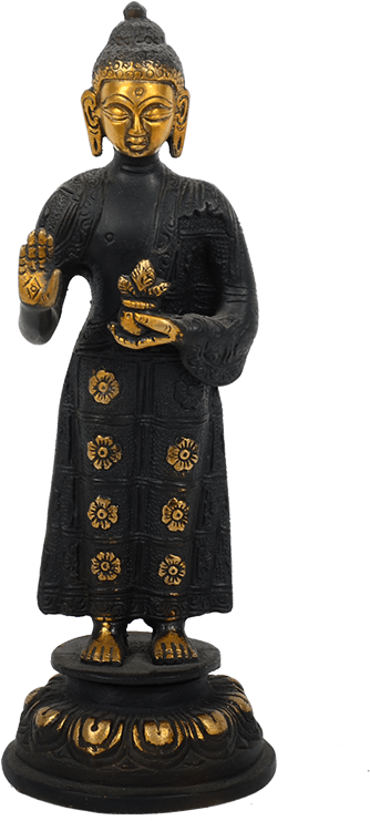 Black & Golden Buddha Decorative Statue - Statue (500x750), Png Download