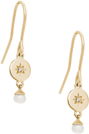 Diamond Voyager Pearl Earring Set Diamond Voyager Pearl - Earrings (939x1024), Png Download