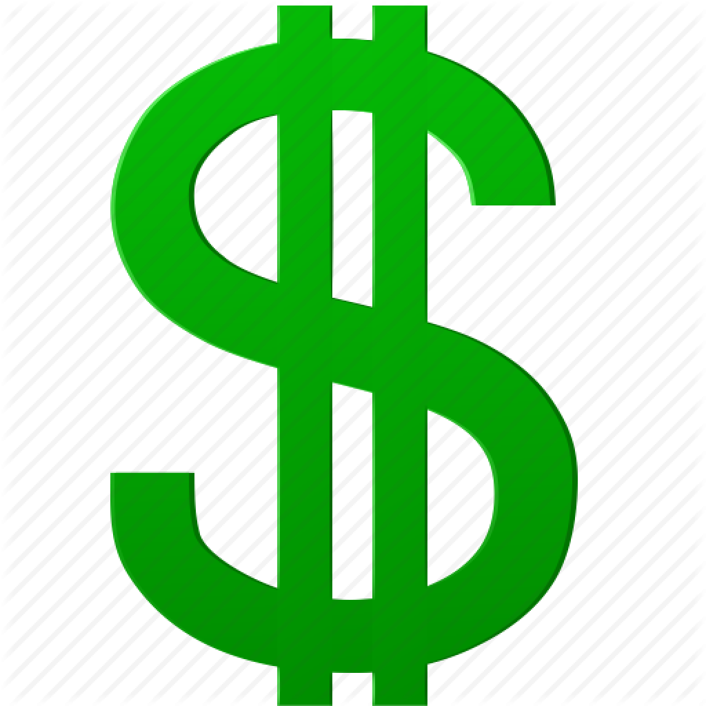 Green Money Sign Green Money Sign Green Dollar Symbol - Dollar Sign With No Background (1024x1024), Png Download