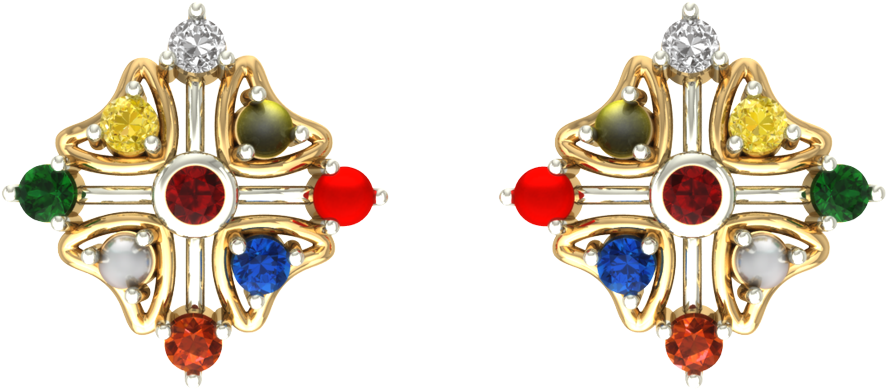 Navratna Earrings Online - Navaratna Earring Designs (900x900), Png Download