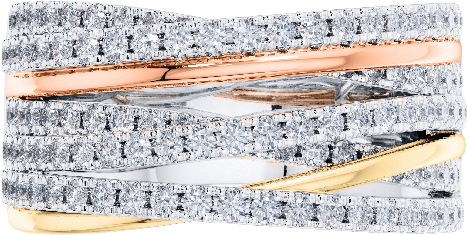 00ct Round Diamond Fancy Cross Over Ring In 18ct 3 - Bangle (2000x2000), Png Download