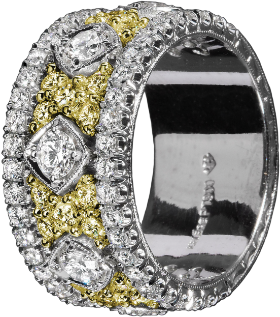 Kpbd 765-1 Platinum And Gold Band - Engagement Ring (700x700), Png Download