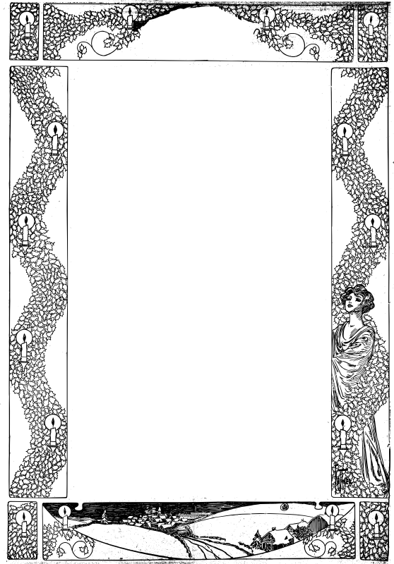 Christmas Candle Frame - Line Art (558x800), Png Download