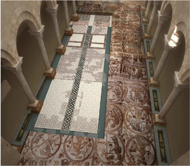3d Representation Of Late Roman Mosaic Over The Pantaleone's - Floor (850x538), Png Download