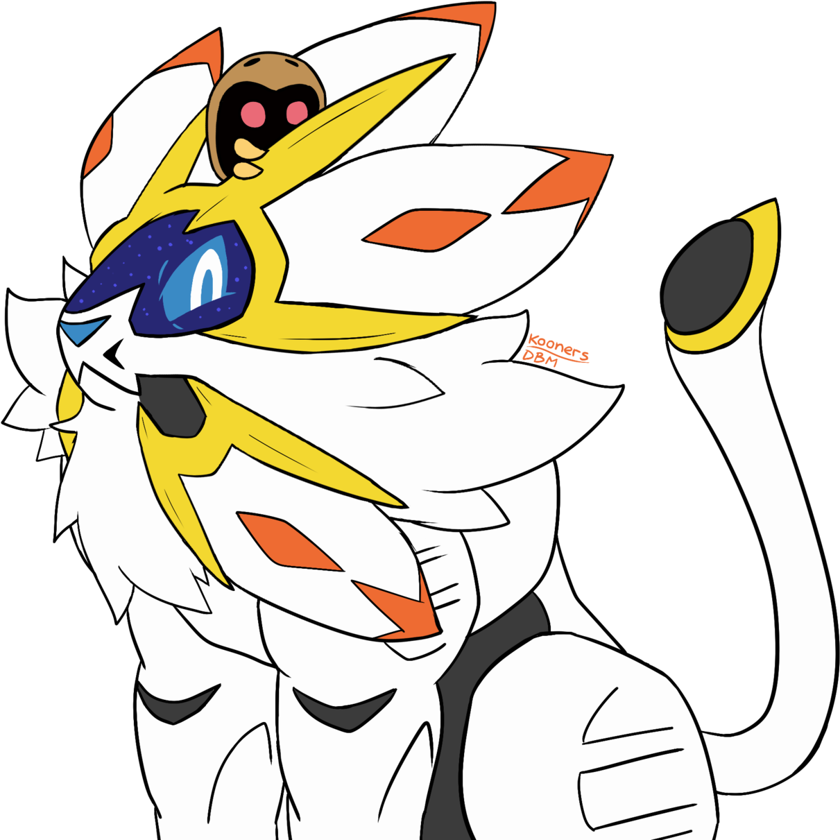 Solgaleo Y Kabuto - Cartoon (1280x1261), Png Download