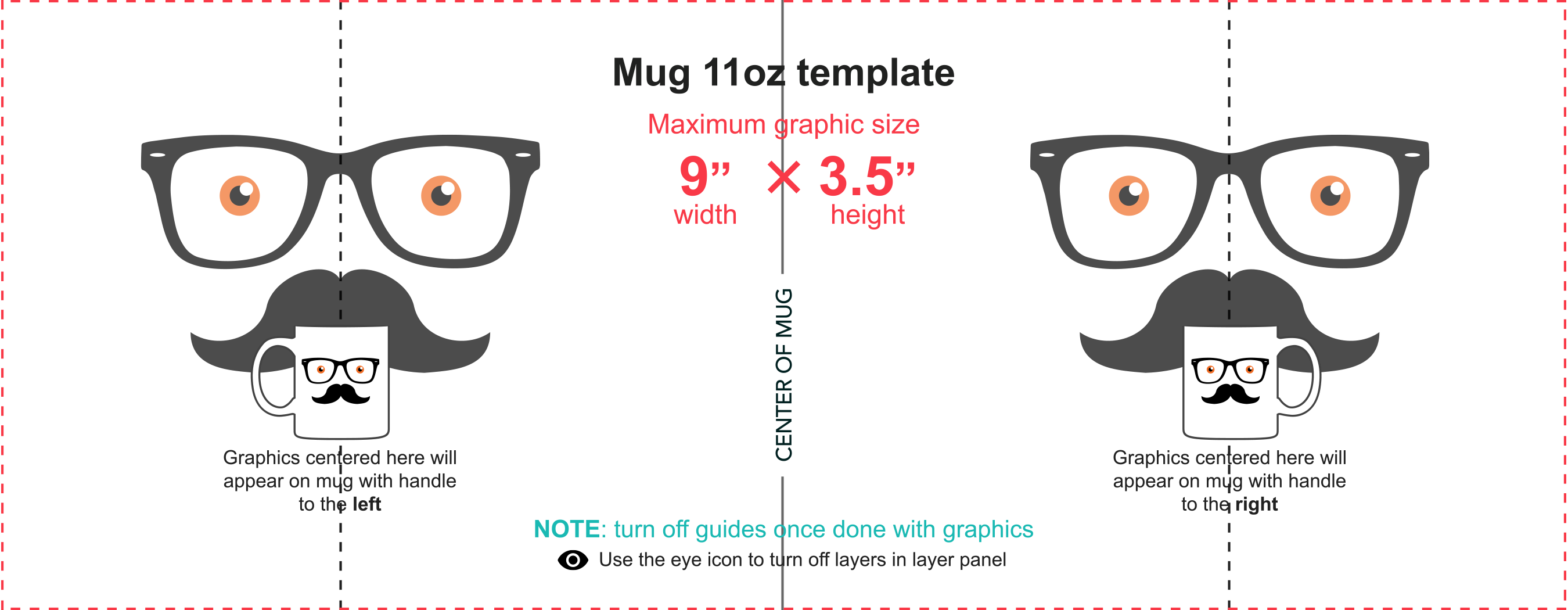 Can't Seem To Align Text To Coffee Mug Template Using - Cartoon (2700x1050), Png Download