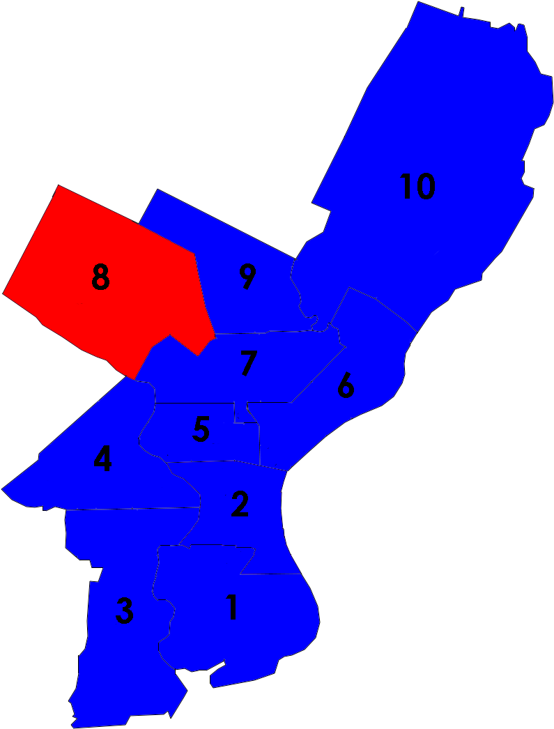 Philadelphia City Council Districts 1955 - Map (846x1142), Png Download