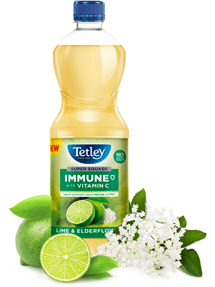 Tetley Super Squash Immune Lime And Elderflower - Plastic Bottle (711x570), Png Download