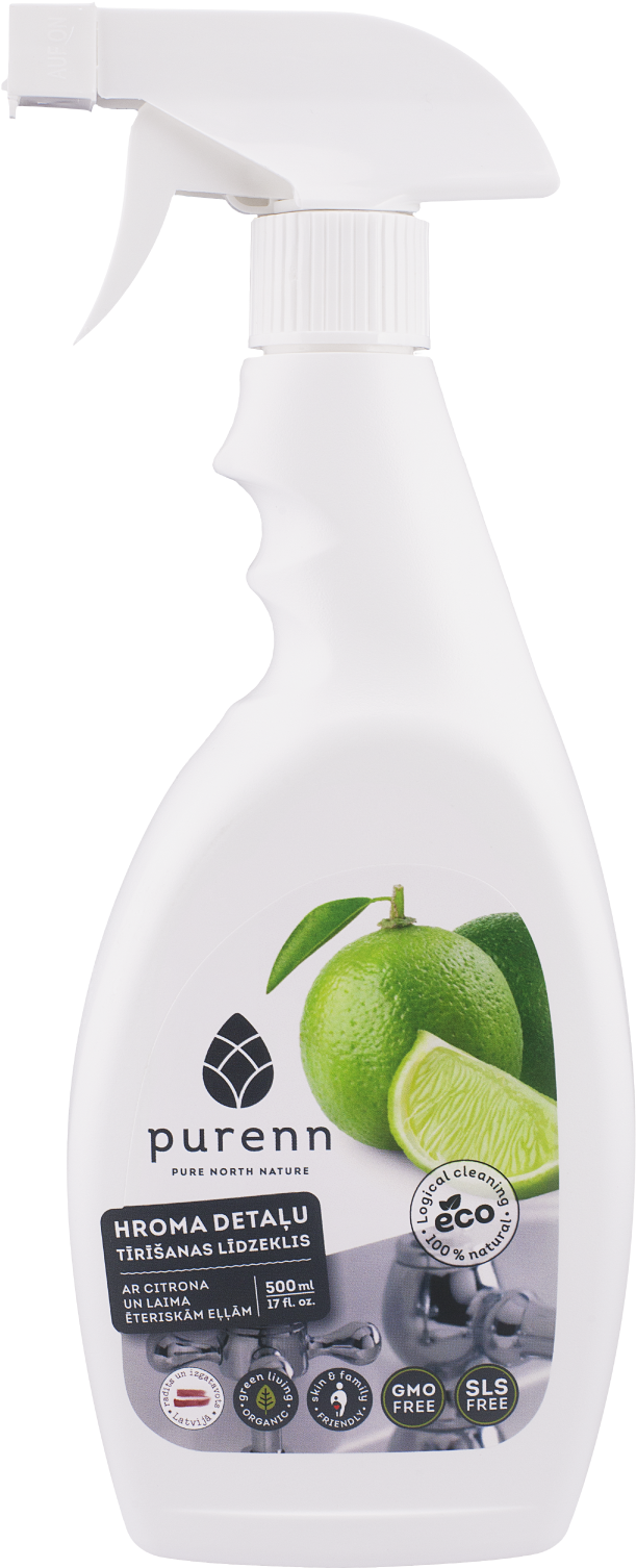 Purenn Cleaner For Taps And Chrome Details With Lemon - Lime (711x1559), Png Download