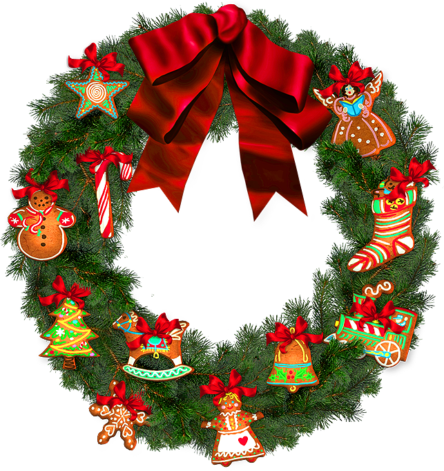 Christmas Wreath Transparent Background (643x681), Png Download