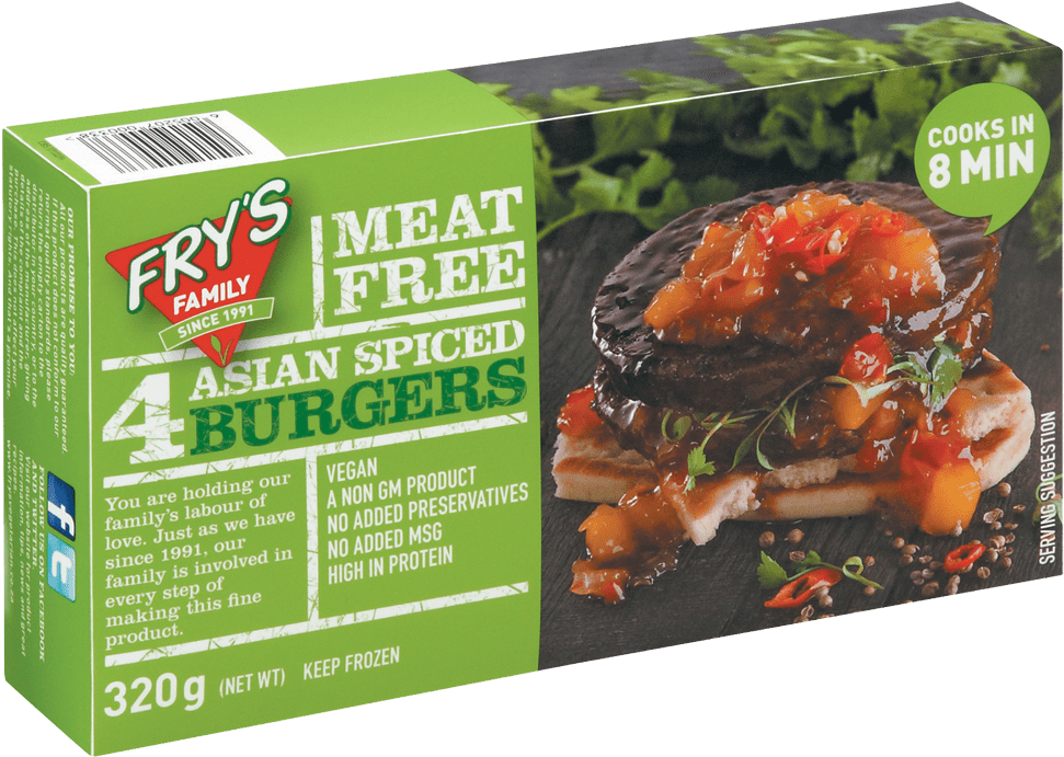 Asian Spiced Burgers - Fry's Chicken Style Burger (1000x721), Png Download