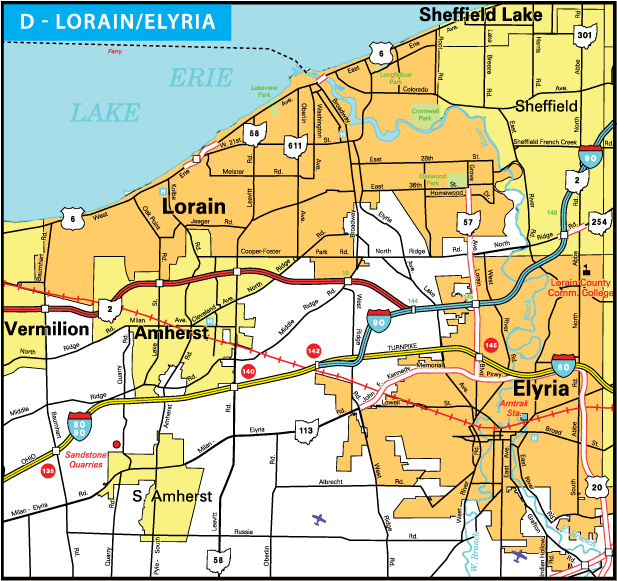 Lorain-elyria - Lorain City Ohio Map (792x612), Png Download