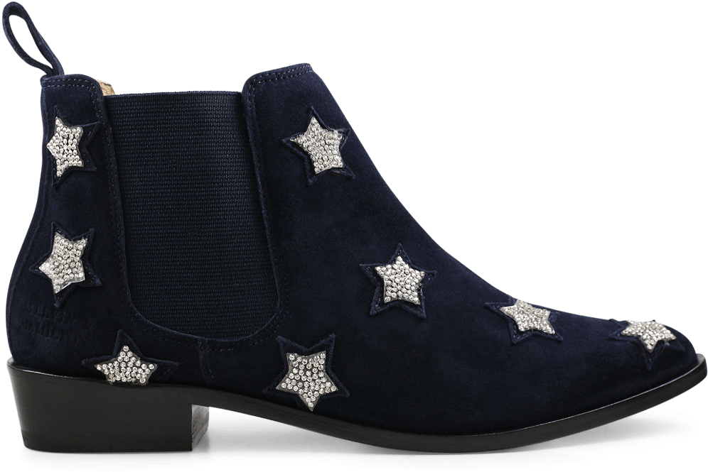 Ankle Boots Marilyn 4 Suede Navy Stars Stones Elastic - Chelsea Boot (1024x1024), Png Download