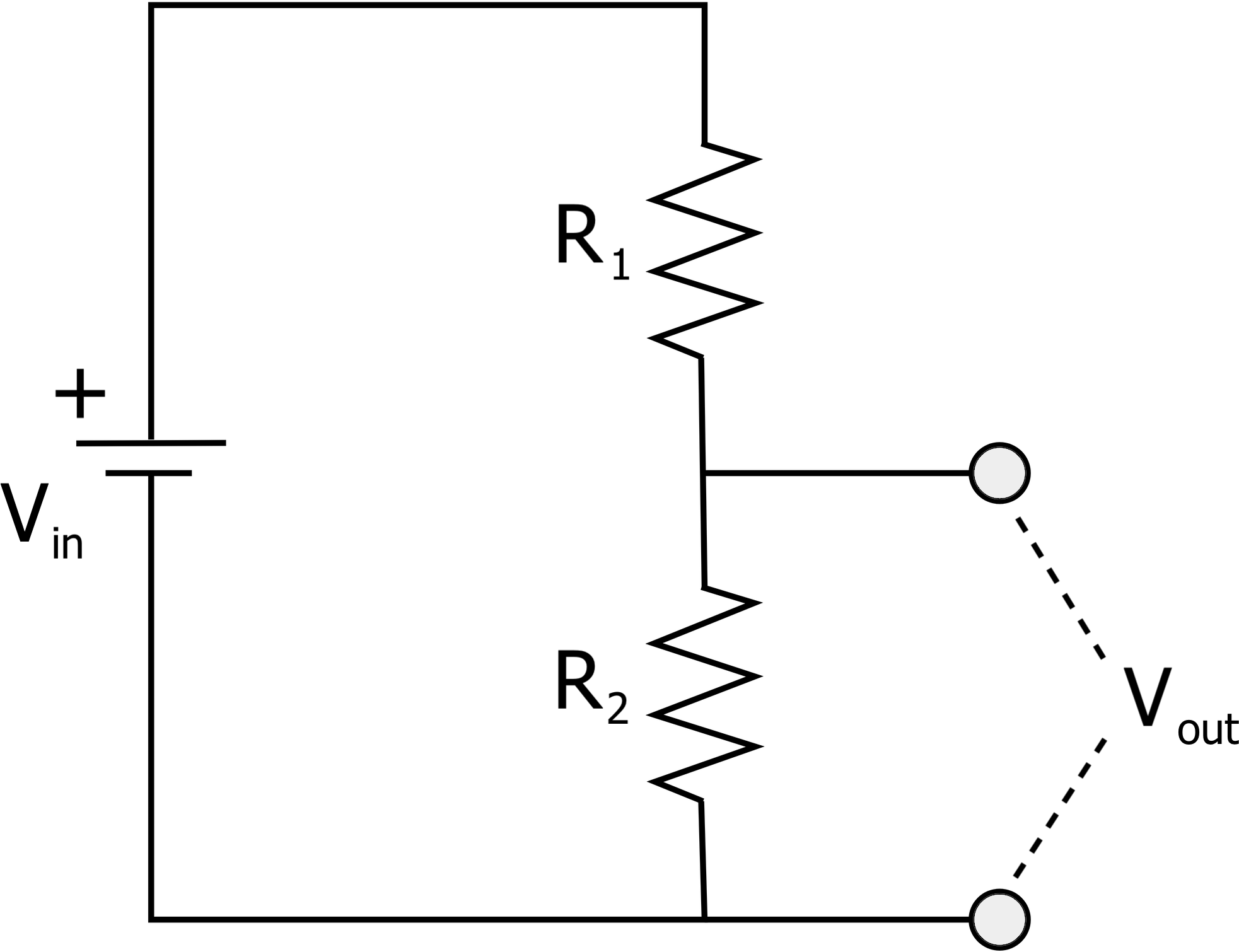 Voltage Divider Circuit With Two Resistors - Diagram (2000x1549), Png Download