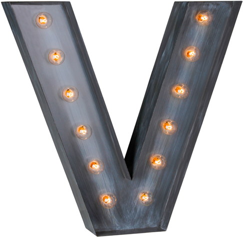 Illuminated Marquee Letter "v" - Sconce (980x653), Png Download